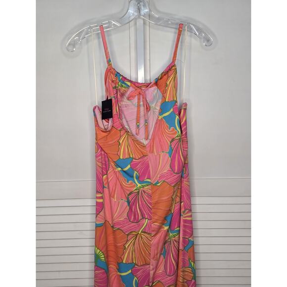 Trina Turk Tropical Floral Halter Long Jersey Stretch Maxi Dress Resort New S - Picture 6 of 10